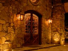Stone Exterior and Driveway with Lighting