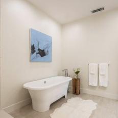 Artwork Adds Whimsy, Color to Transitional Bathroom