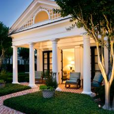 Traditional Pool House With Comfortable Porch