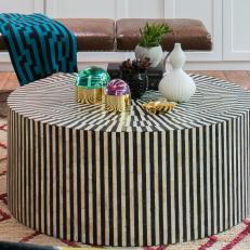 Lost Creek Living Room With Patterned Round Coffee Table
