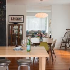 Open Concept Kitchen and Dining Rooms With Chalkboard