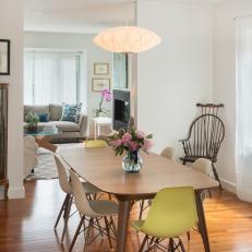 Midcentury Dining Room With Pendant