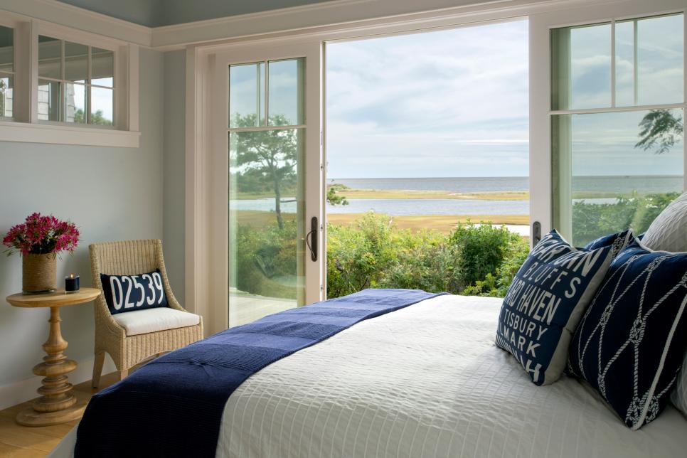 Coastal Style Bedroom With View of Martha's Vineyard Coast