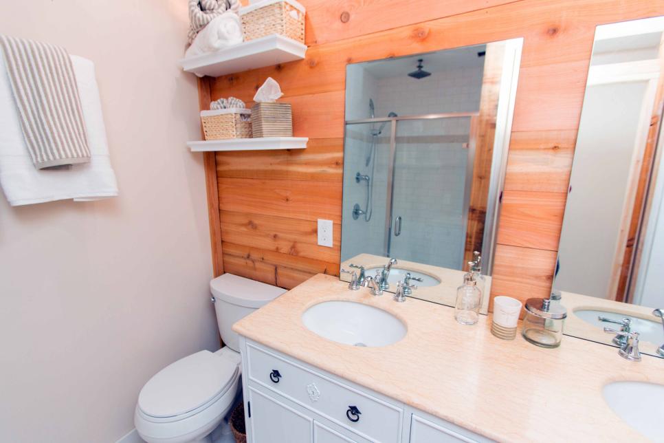 Rustic Master Bathroom At The Beach Beach Flip Hgtv