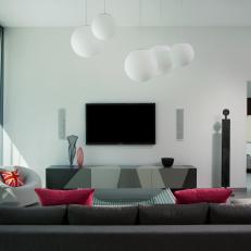 Modern Living Room With Pops of Pink