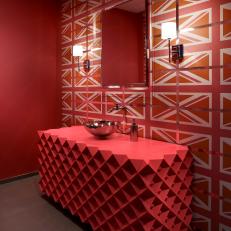 "Union Jack" Powder Room in Shades of Red