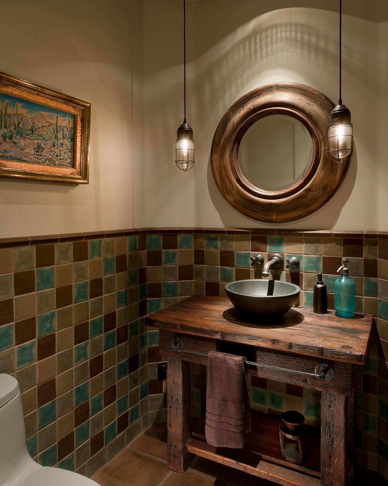 Rustic Bathroom With Turquoise Accents | HGTV