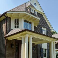 Stately Front Porch Welcomes Guests at Colonial Home