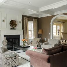 Traditional Brown Living Room Is Sophisticated, Inviting