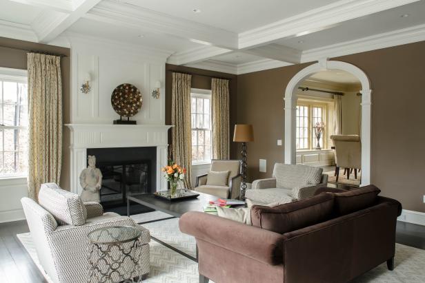 Traditional Brown Living Room Is Sophisticated, Inviting | HGTV