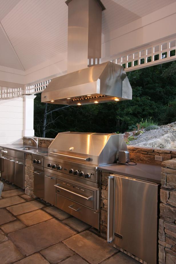 Traditional Cabana with Outdoor Kitchen