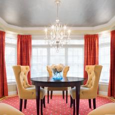 Traditional Dining Room With Metallic Tray Ceiling 
