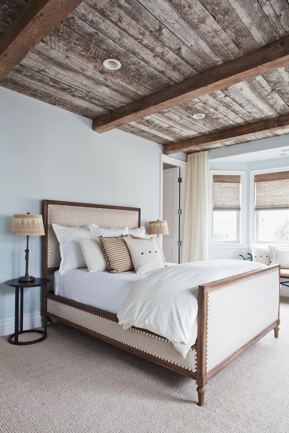 Country Bedroom With Gorgeous Reclaimed Wood Ceiling | HGTV