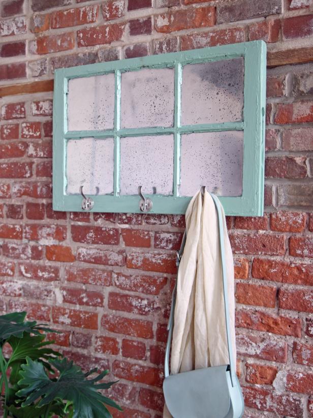 hanging mercury glass window with hooks
