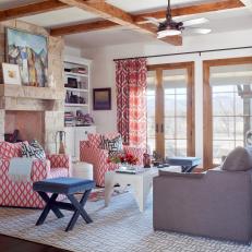 Sunny Eclectic Living Room Boasts Bold Patterns 