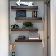 Decorative Floating Shelves in Contemporary Hallway