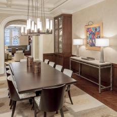 Neutral Dining Room Blends Modern With Classic