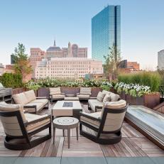 Contemporary Rooftop Terrace With Views of Boston