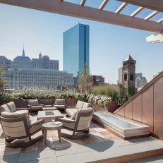 Contemporary Rooftop Terrace With Views of Boston