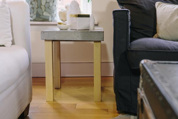 wood and concrete side table