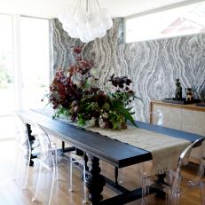 Oversized Centerpiece Wows in Eclectic Dining Room