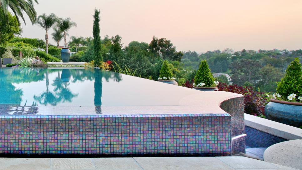 Infinity Pool Boasts Iridescent Mosaic Tile Edge | HGTV