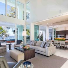 Contemporary Open Concept Living Room Is Bright, Airy