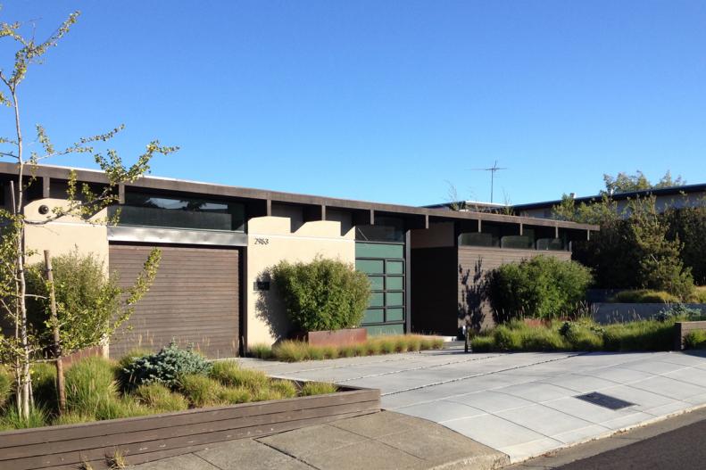 Brown and Neutral Midcentury-Modern House Exterior
