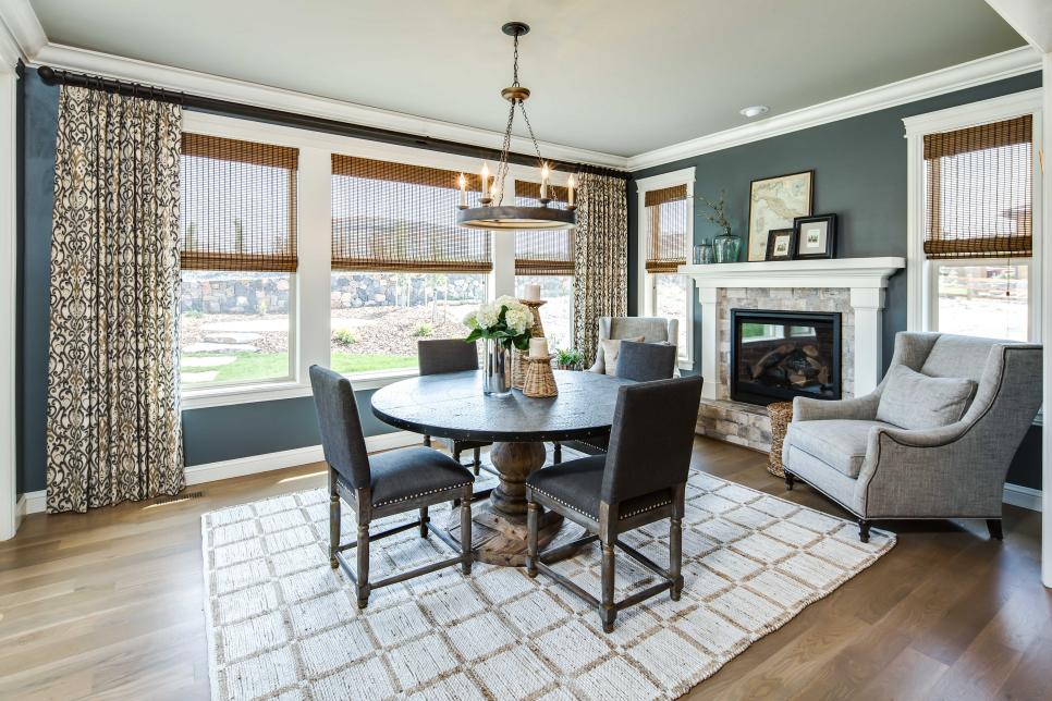 deep blue gray dining room