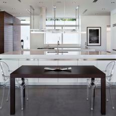 White Modern Kitchen With Black Table