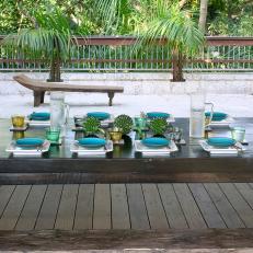 Outdoor Dining Table With Tropical Table Setting