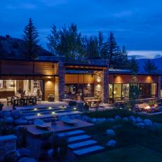 Ranch Exterior and Outdoor Spaces at Night