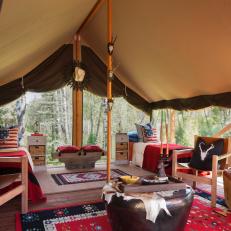 Red and Blue Country Tent and Deck