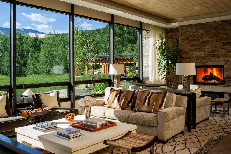 Rustic Living Room With Windows