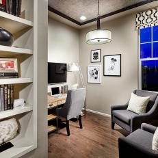 Contemporary Neutral Home Office With Drum Pendant