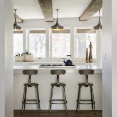 Sunny Modern White Kitchen with Metal and Wood Accents 