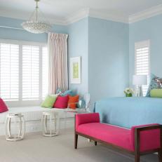 Eclectic Blue Bedroom Is Fun, Vivid 