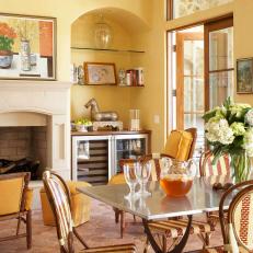 Yellow Mediterranean Living Room is Bright, Cheery