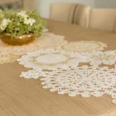 Gold Accented Doily Table Runner