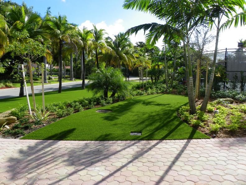 Synthetic Grass in a Tropical Landscape