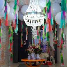 Eclectic Hallway With Oversized Party Balloon Decor