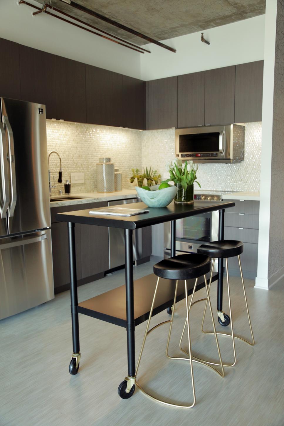 Modern Compact Kitchen Features Mobile Kitchen Island HGTV