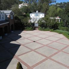 Paved Courtyard and Poolhouse at Paul Williams Estate