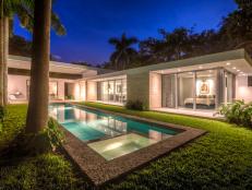 Mid-Century Modern House with Pool, Outdoor Lighting