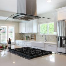 Open, White Kitchen is Transitional, Family-Friendly