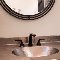 Guest Bathroom With Hammered Metal Vanity