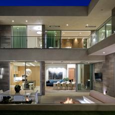 Modern Patio with Fire Pit, Outdoor Dining Room