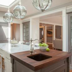 Transitional Kitchen With Skylight