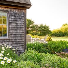 A Colorful Seaside Garden Frames a Cedar Shingled Home