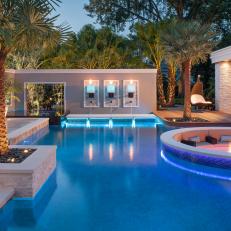 A Serene Poolscape With Multiple Focal Points
